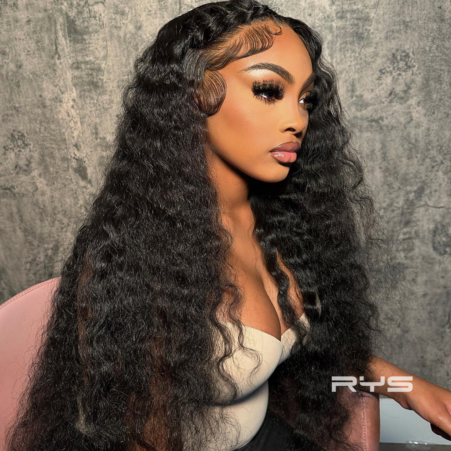 10″ – 40″ Natural Black Color Deep Wave Human Hair Lace Front Wig