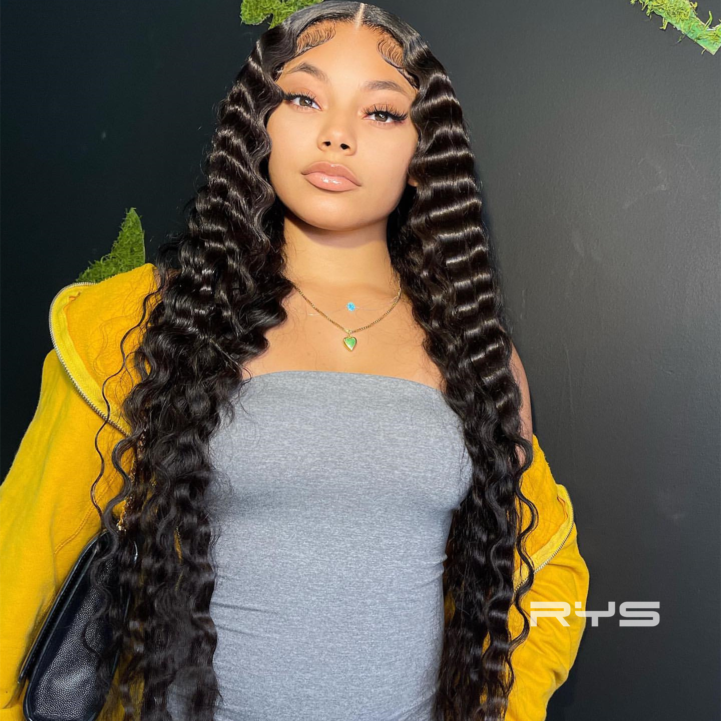 10″ – 40″ Natural Black Color Pineapple Wave Human Hair Lace Front Wig