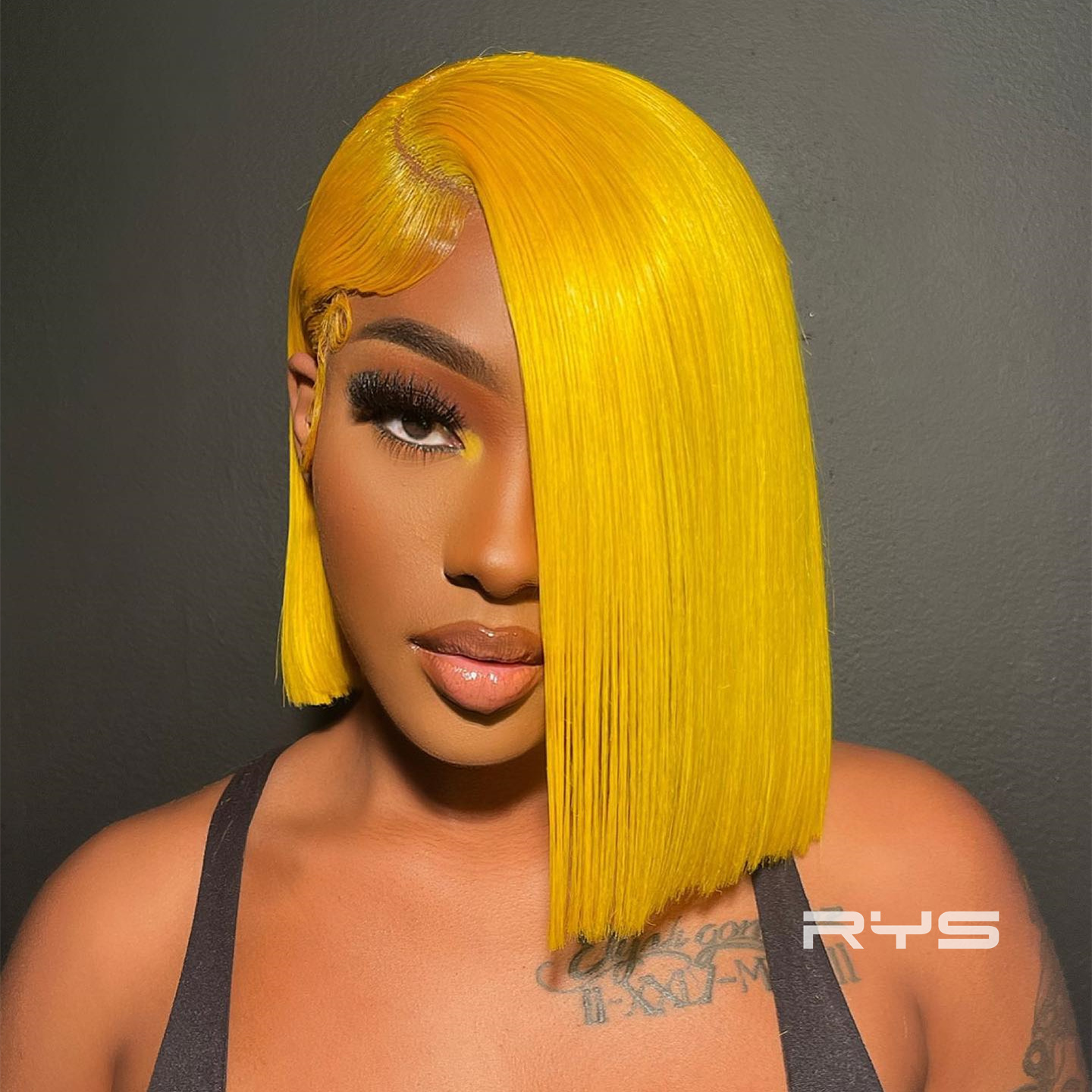 8″ – 14″ Yellow Color Short Straight Human Hair Lace Front Wig