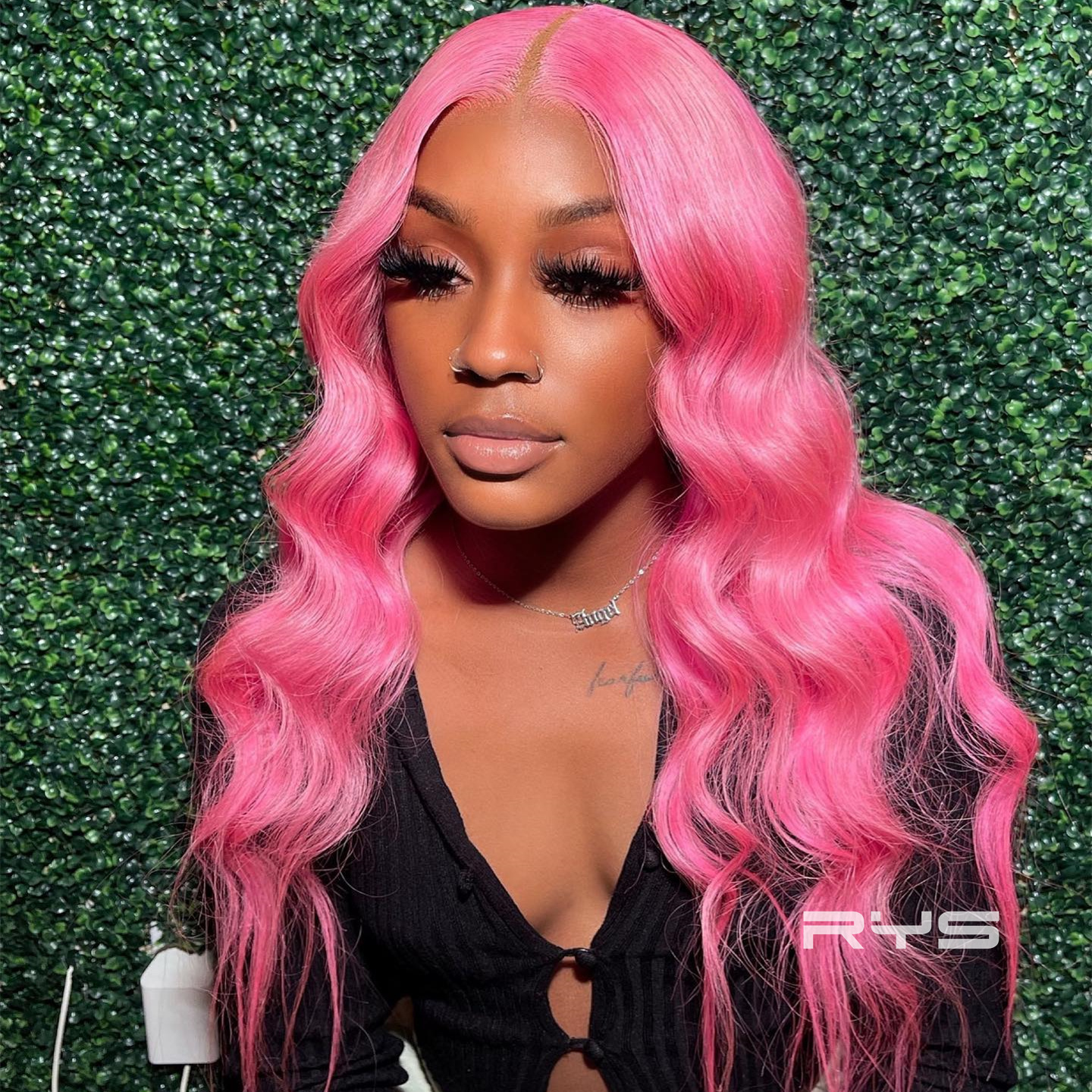 10″ – 40″ Hot Pink Color Body Wave Human Hair Lace Front Wig