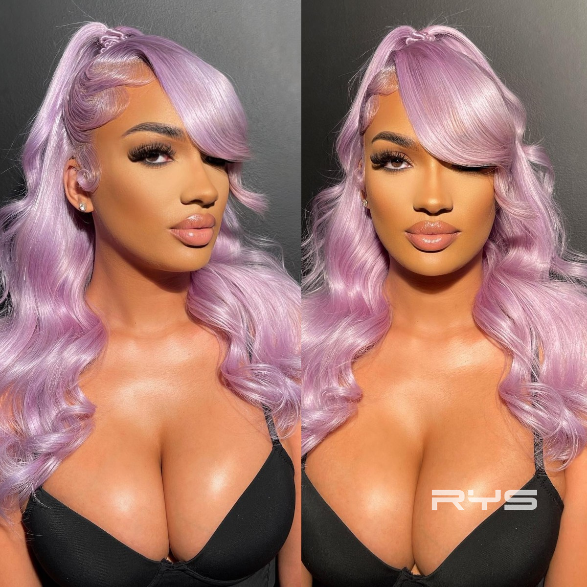 10″ – 40″ Lavender Light Purple Color Body Wave Human Hair Lace Front Wig