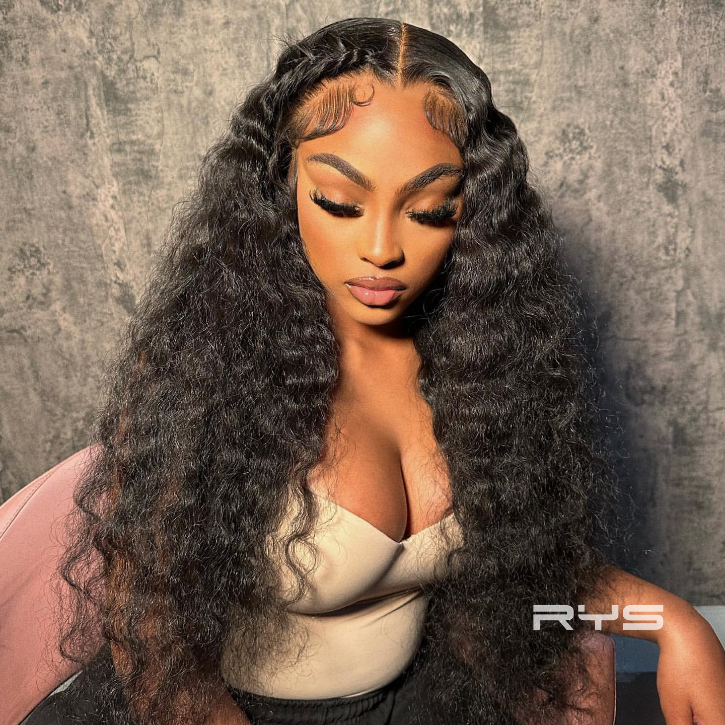 10″ – 40″ Natural Black Color Deep Wave Human Hair Lace Front Wig