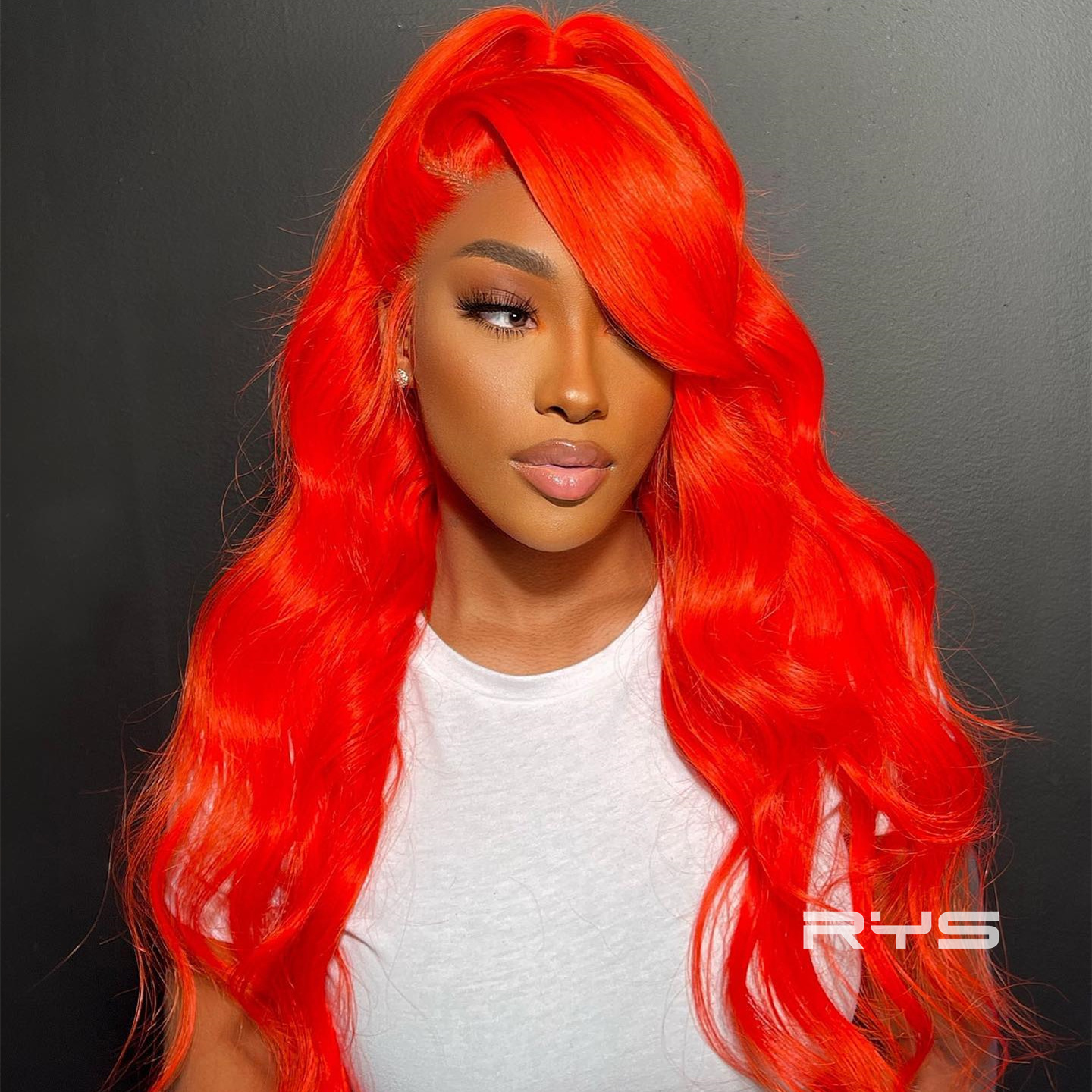 10″ – 40″ Bright Orange Red Color Body Wave Human Hair Lace Front Wig