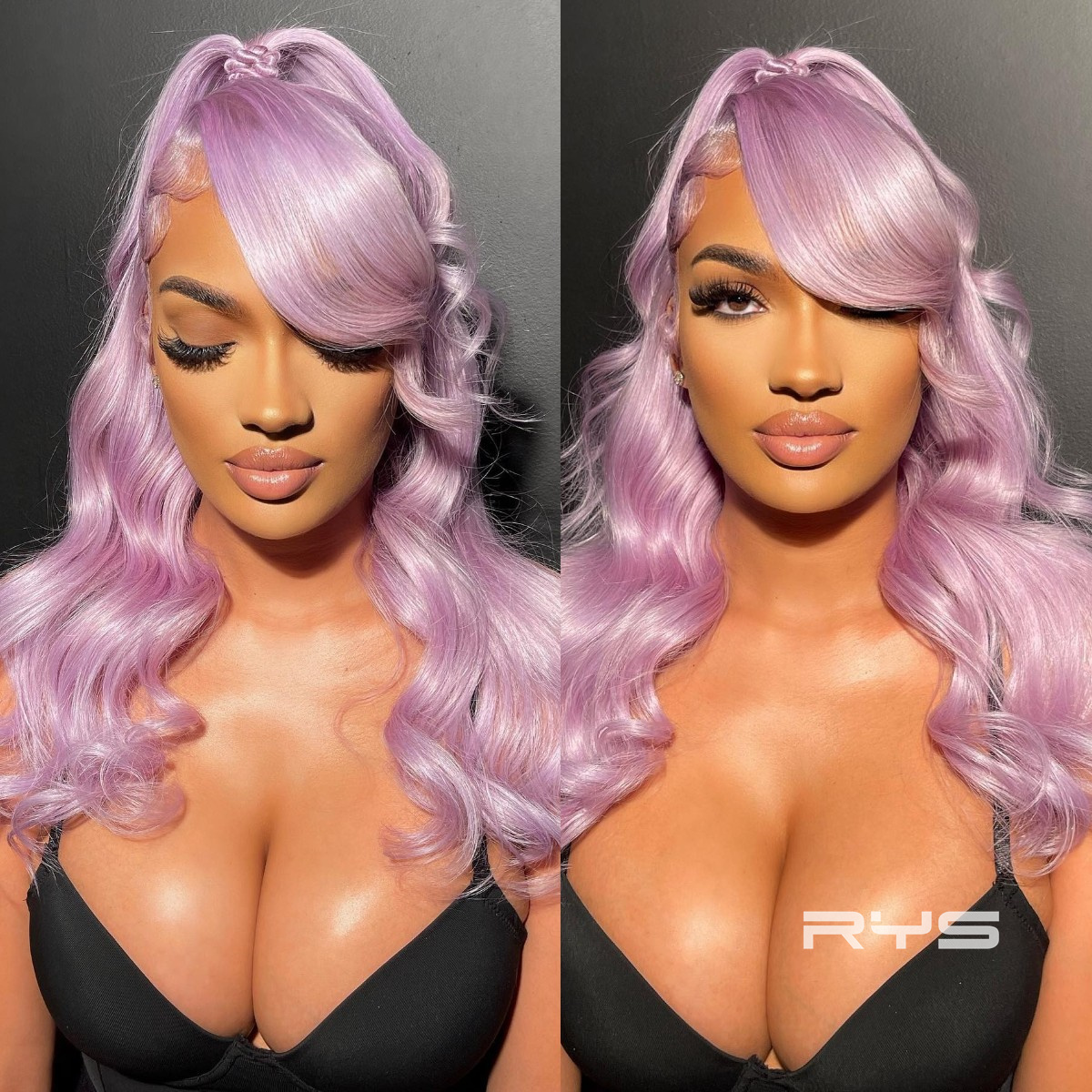10″ – 40″ Lavender Light Purple Color Body Wave Human Hair Lace Front Wig