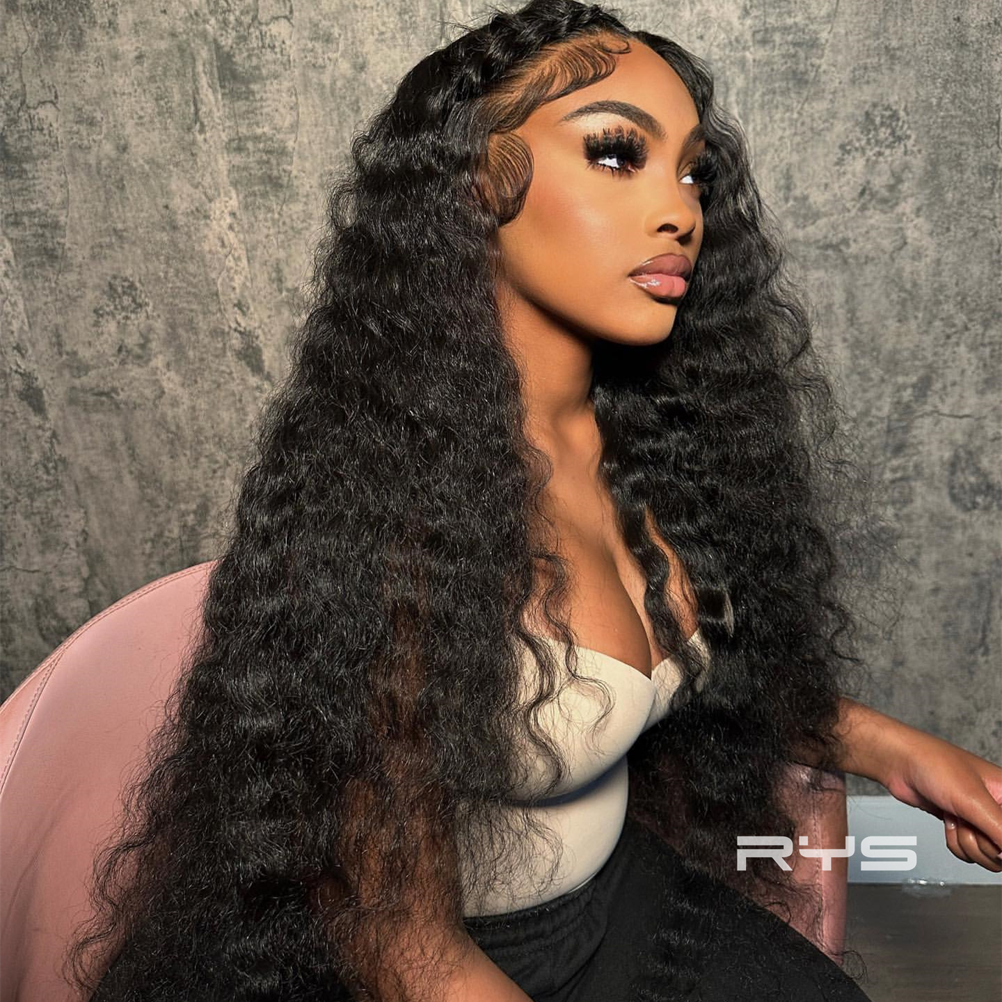 10″ – 40″ Natural Black Color Deep Wave Human Hair Lace Front Wig