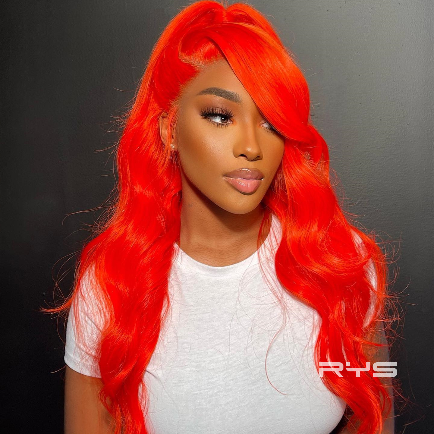 10″ – 40″ Bright Orange Red Color Body Wave Human Hair Lace Front Wig
