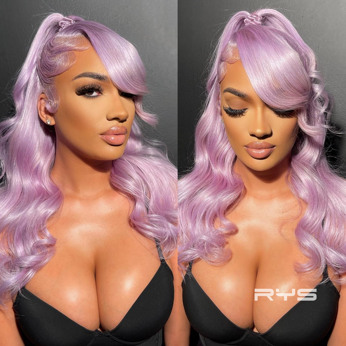 10″ – 40″ Lavender Light Purple Color Body Wave Human Hair Lace Front Wig