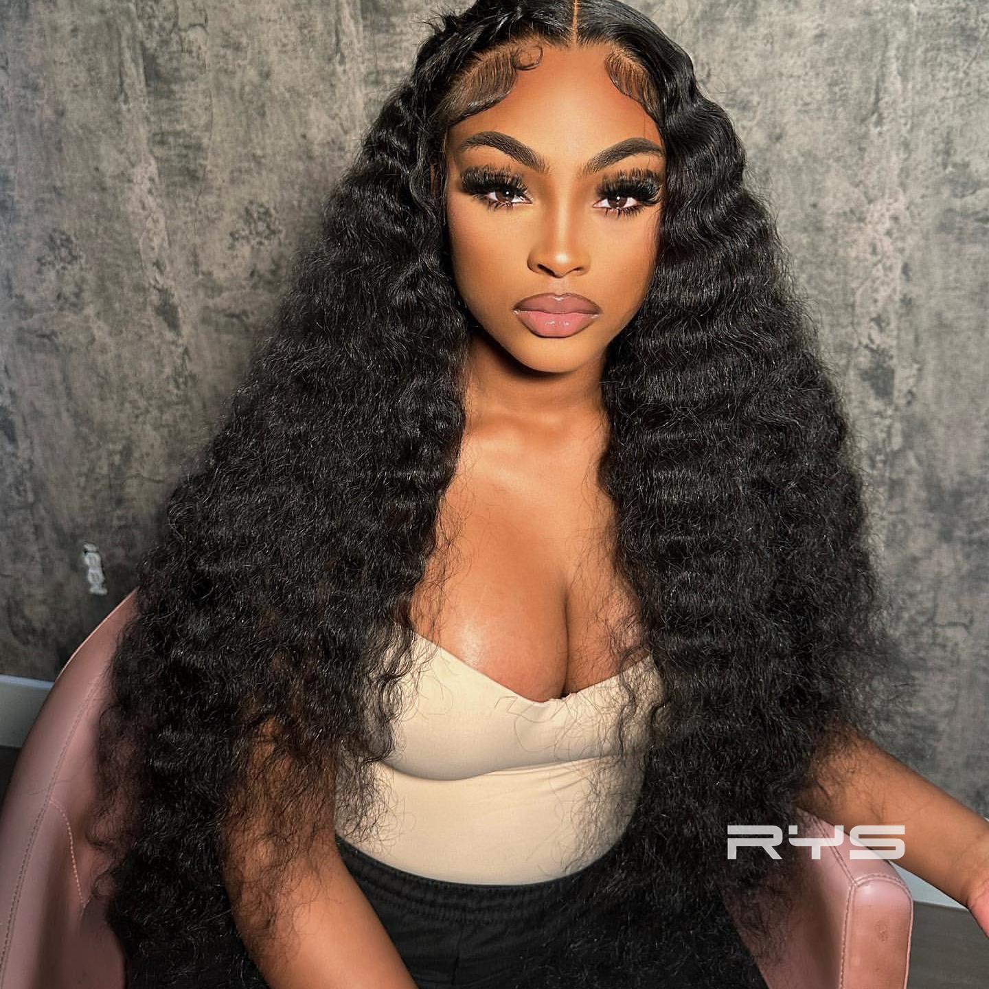 10″ – 40″ Natural Black Color Deep Wave Human Hair Lace Front Wig