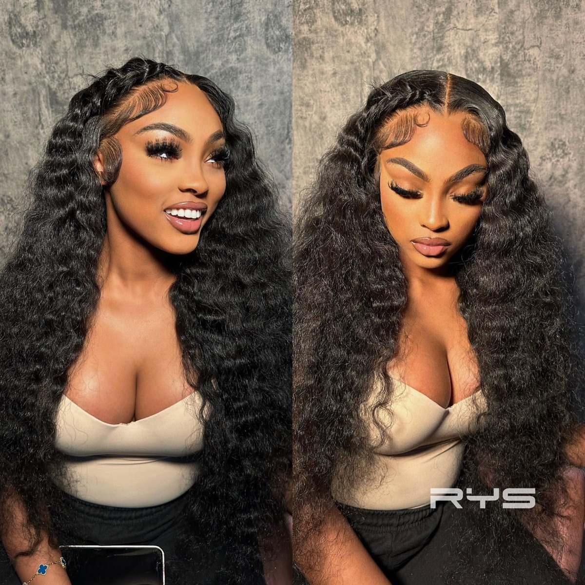 10″ – 40″ Natural Black Color Deep Wave Human Hair Lace Front Wig