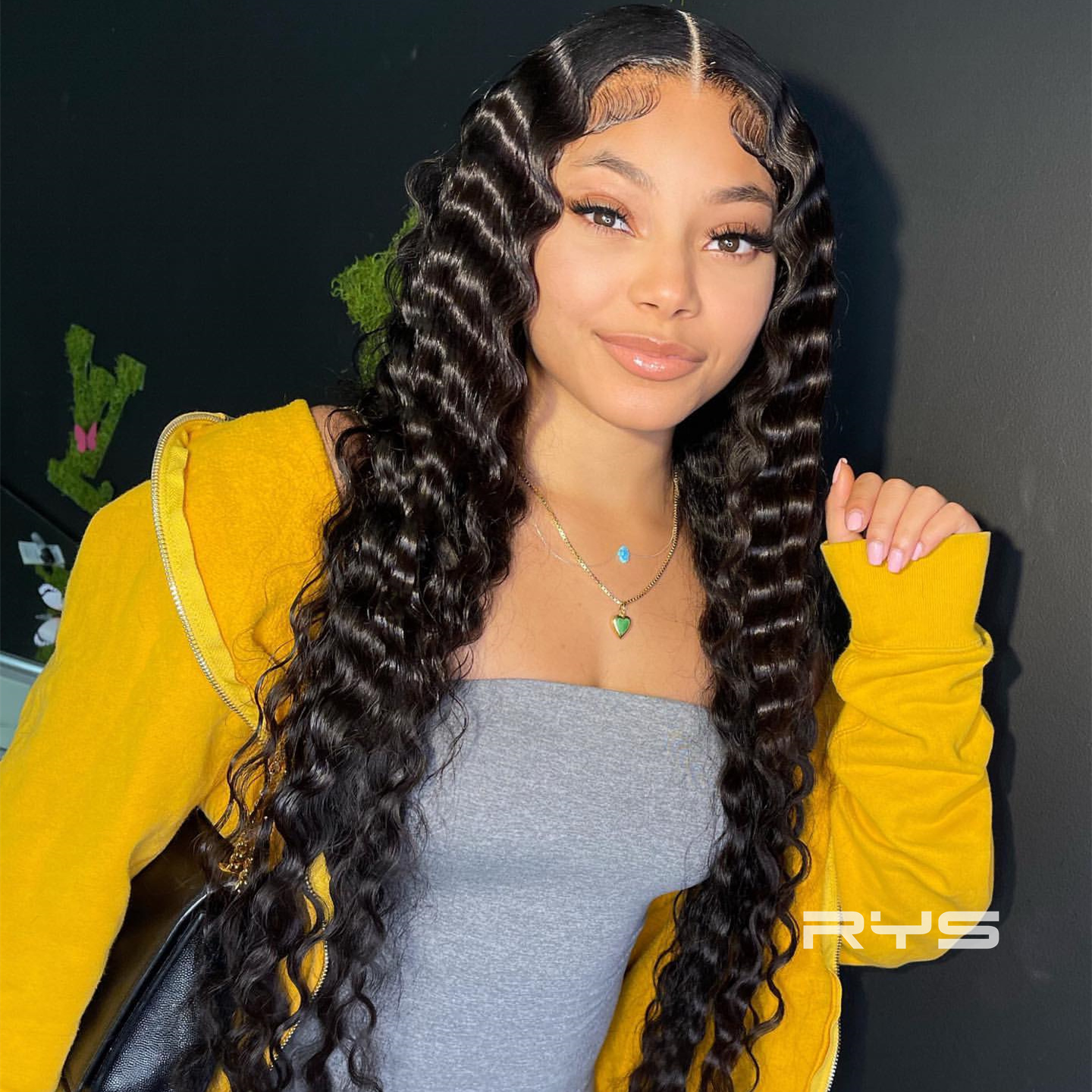 10″ – 40″ Natural Black Color Pineapple Wave Human Hair Lace Front Wig