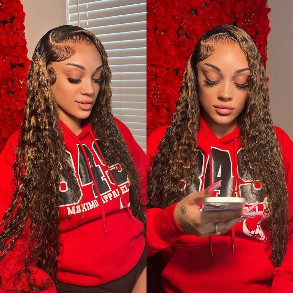 10″ – 40″ Highlight Color Pineapple Wave Human Hair Lace Front Wig