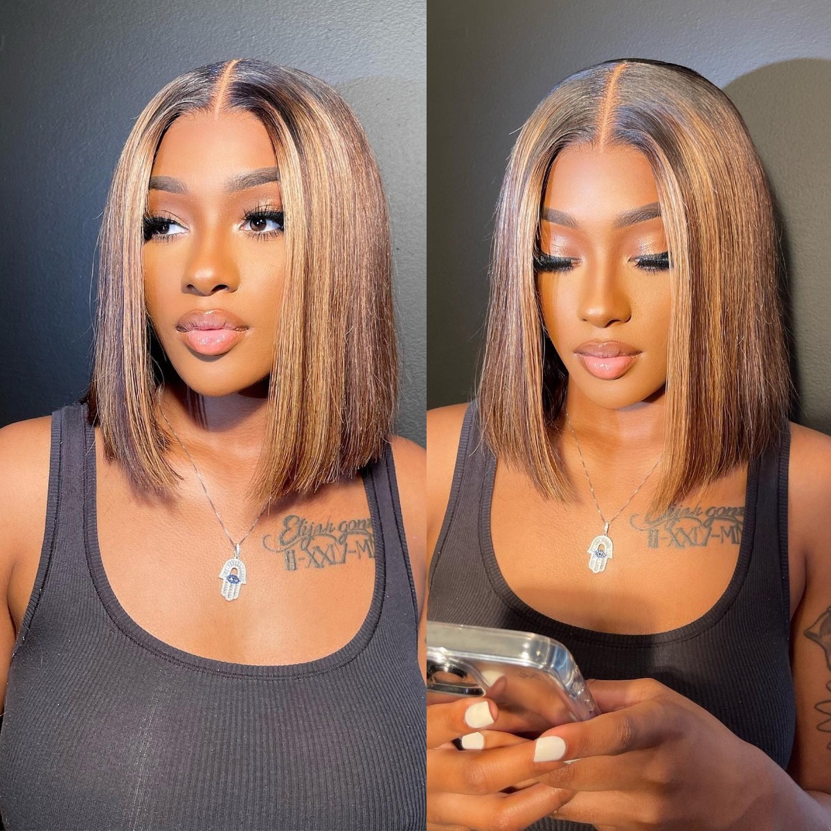 8″ – 14″ Highlights Colors Bob & Pixie Cut Human Hair Lace Front Wig