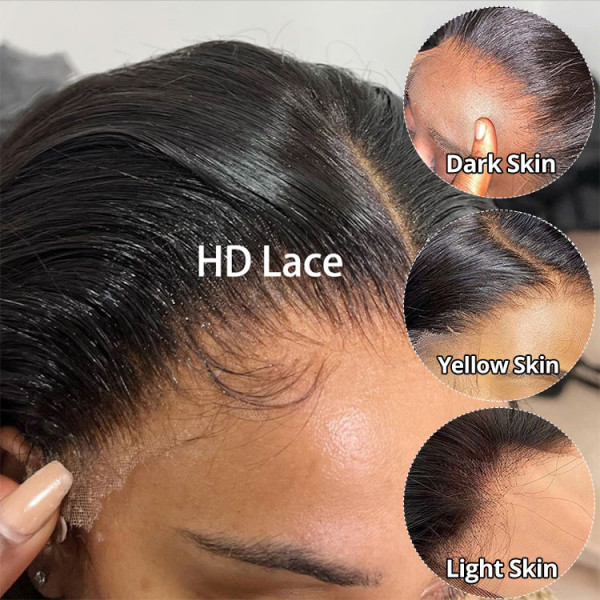 10″ – 40″ Natural Black Color Body Wave Human Hair Lace Front Wig