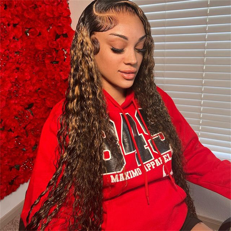 10″ – 40″ Highlight Color Pineapple Wave Human Hair Lace Front Wig