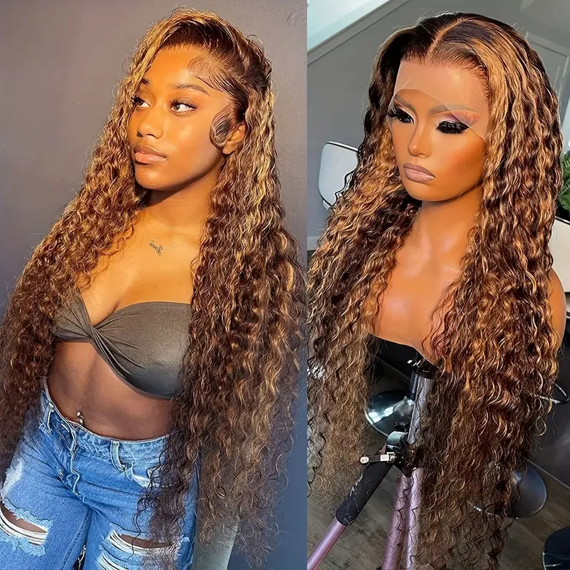 10″ – 40″ Highlight Color Pineapple Wave Human Hair Lace Front Wig