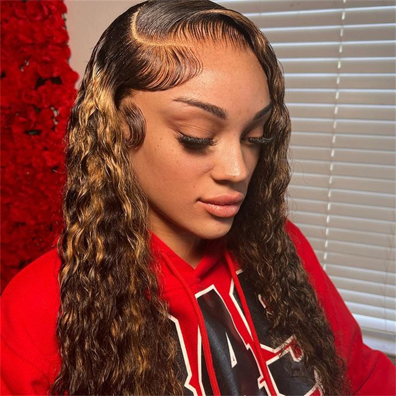 10″ – 40″ Highlight Color Pineapple Wave Human Hair Lace Front Wig