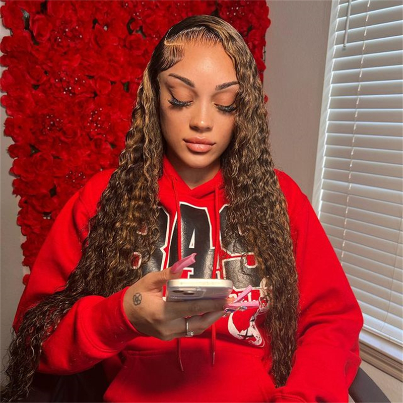 10″ – 40″ Highlight Color Pineapple Wave Human Hair Lace Front Wig