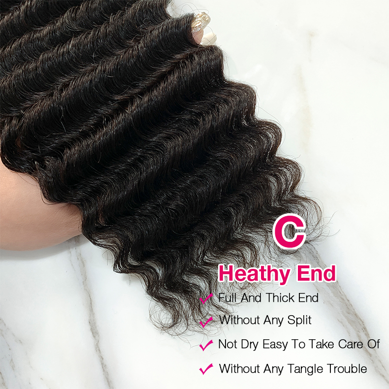 10″ – 40″ Natural Black Color Deep Wave Human Hair Bundle