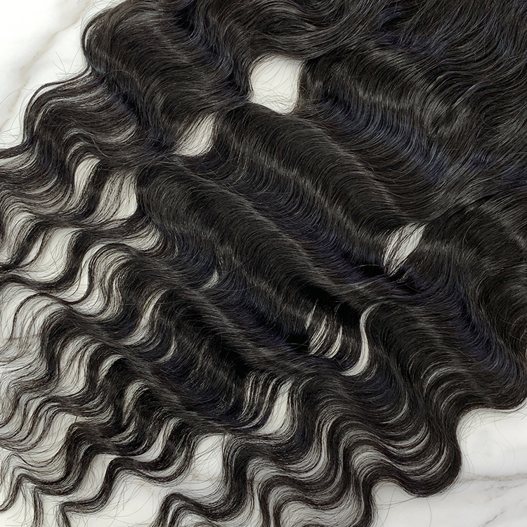 10″ – 20″ Natural Black Color Pineapple Wave Human Hair 13*4 Lace Frontal with Pre Plucked Natural Hairline
