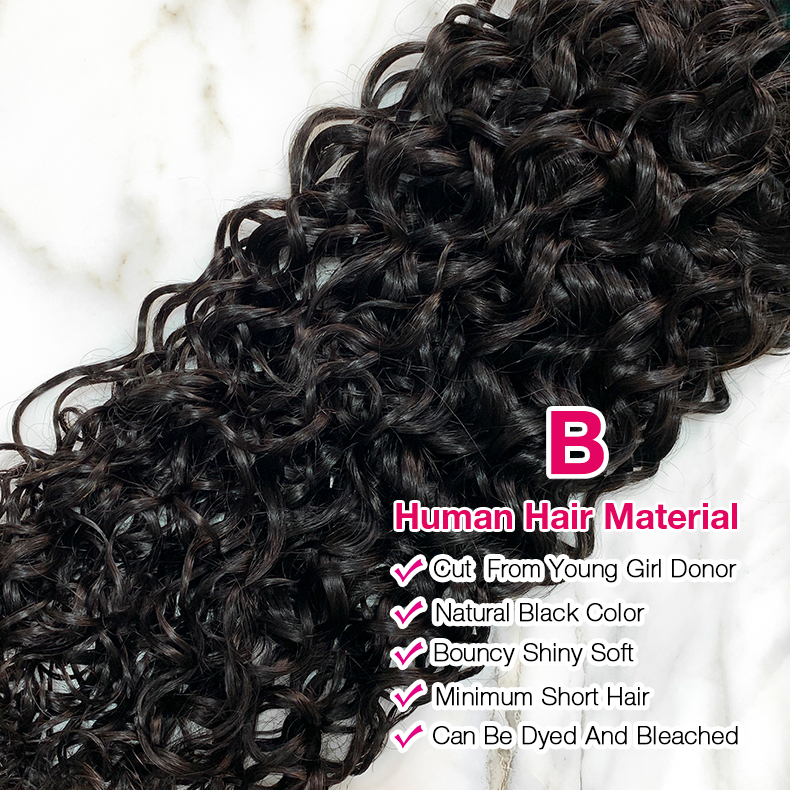 4 Bundles 10″ – 40″ Natural Black Color Water Wave Human Hair Bundle