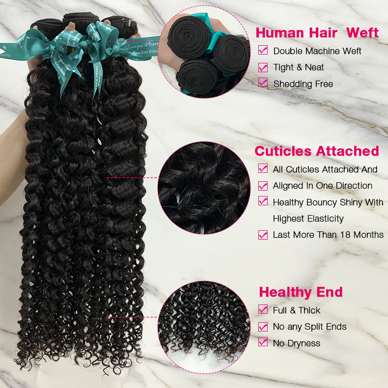 4 Bundles 10″ – 40″ Natural Black Color Deep Curly Human Hair Bundle