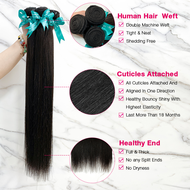 10″ – 40″ Natural Black Color Straight Human Hair Bundle