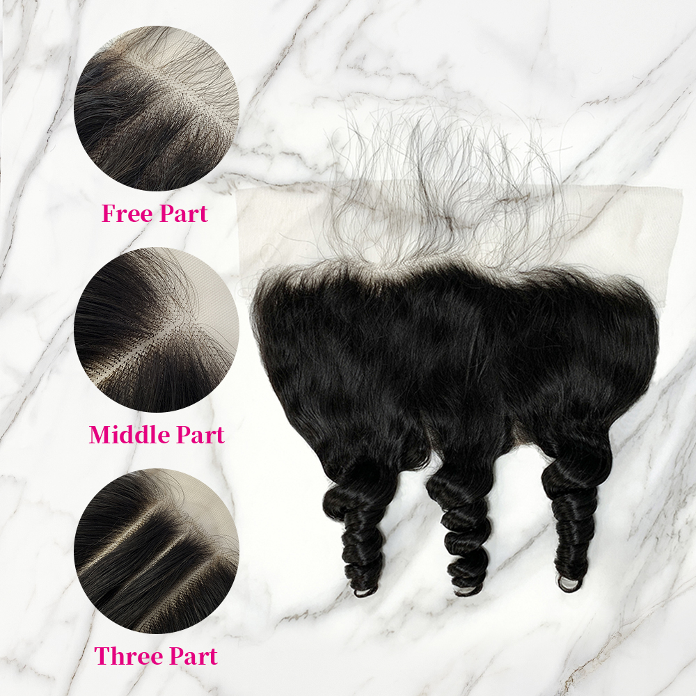 10″ – 20″ Natural Black Color Loose Wave Human Hair 13*6 Lace Frontal with Pre Plucked Natural Hairline