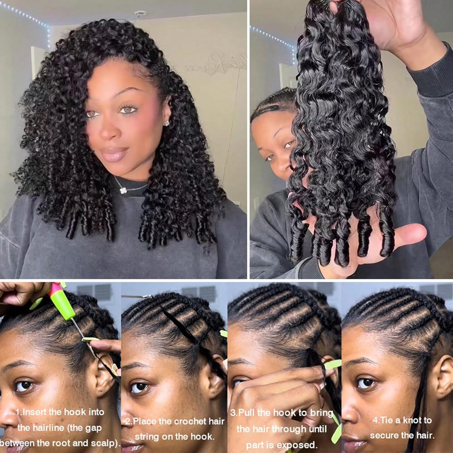 14″ – 24″ Natural Color Burmese Curly Human Hair Crochet Hair