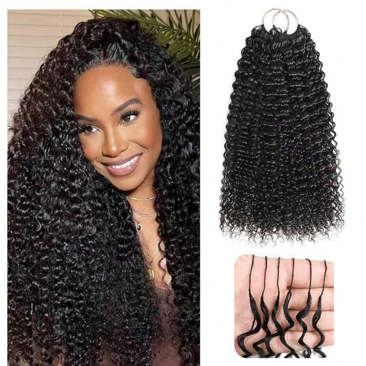 14″ – 24″ Natural Color Jerry Curly Human Hair Crochet Hair