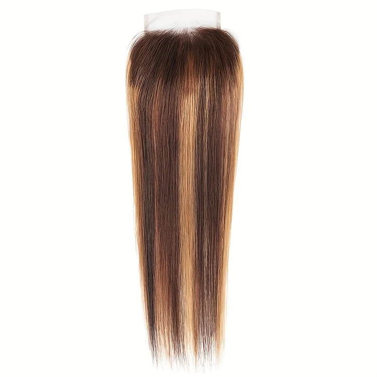 10″ – 20″ Highlight Color Straight Human Hair 4*4 Lace Closure