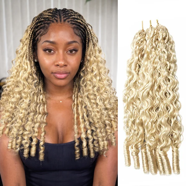 14″ – 24″ #1B/613 Burmese Curly Human Hair Crochet Hair