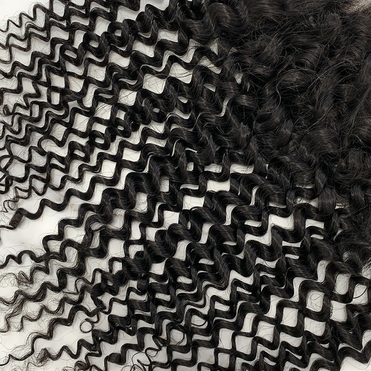 10″ – 20″ Natural Black Color Deep Curly Human Hair 13*4 Lace Frontal with Pre Plucked Natural Hairline