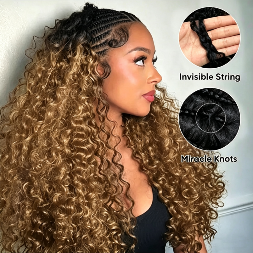 14″ – 24″ #1B/27 Burmese Curly Human Hair Crochet Hair