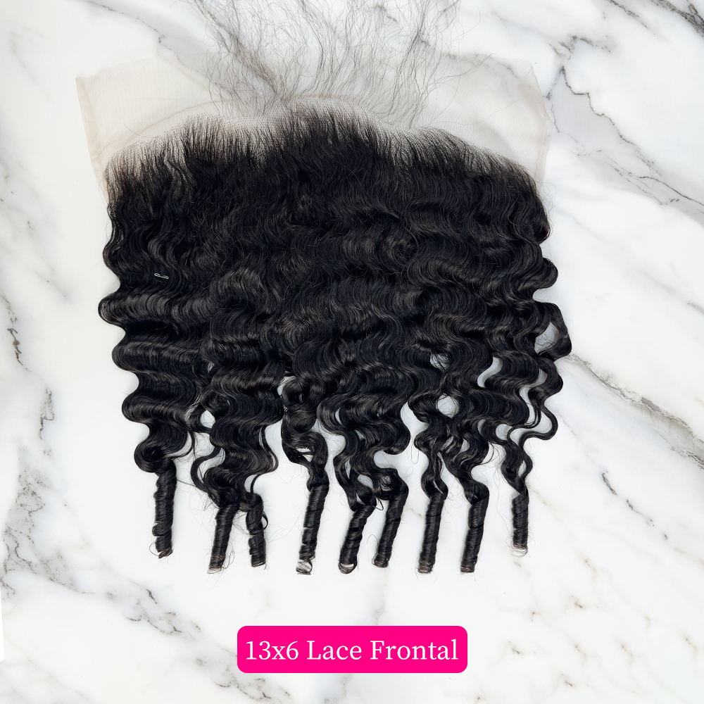 10″ – 20″ Natural Black Color Burmese Wave Human Hair 13*6 Lace Frontal with Pre Plucked Natural Hairline