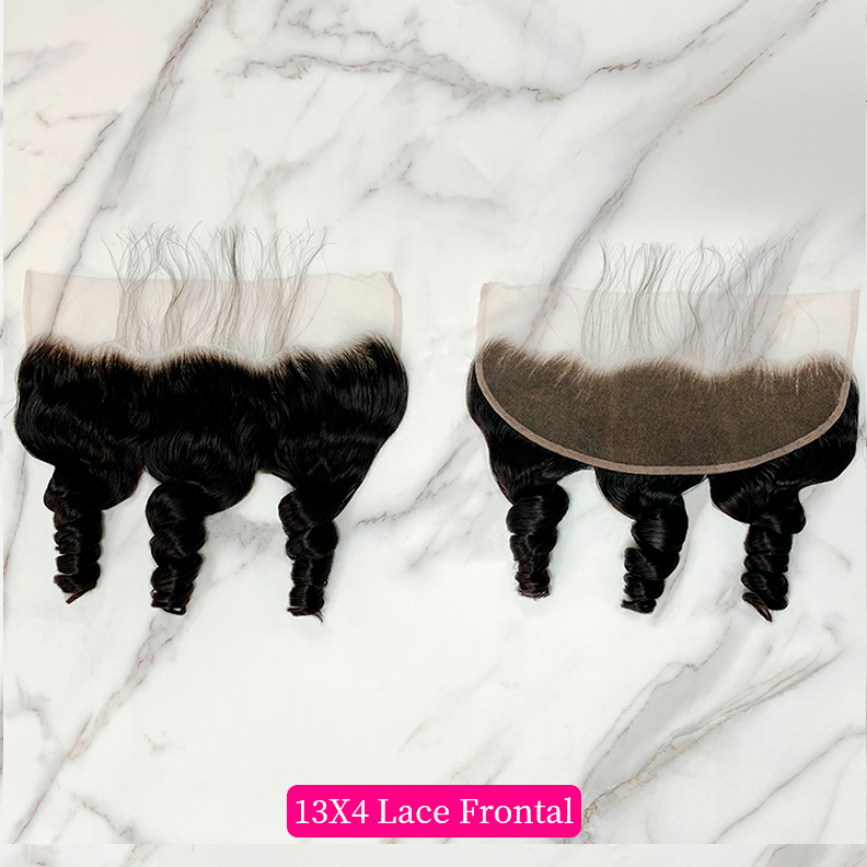 10″ – 20″ Natural Black Color Loose Wave Human Hair 13*4 Lace Frontal with Pre Plucked Natural Hairline