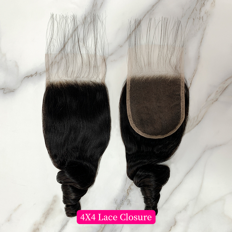 10″ – 20″ Natural Black Color Loose Wave Human Hair 4*4 Lace Closure