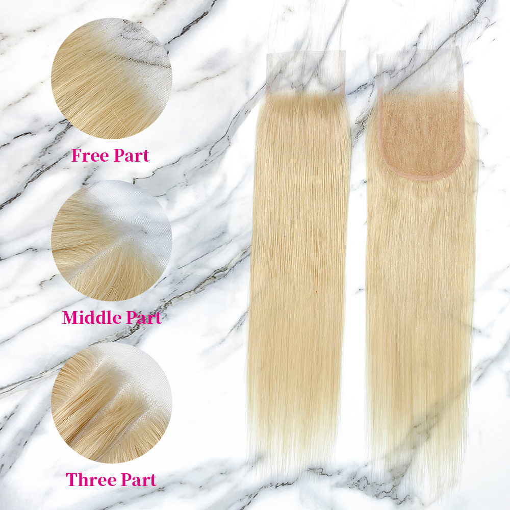 10″ – 20″ #613 Color Straight Human Hair 4*4 Lace Closure