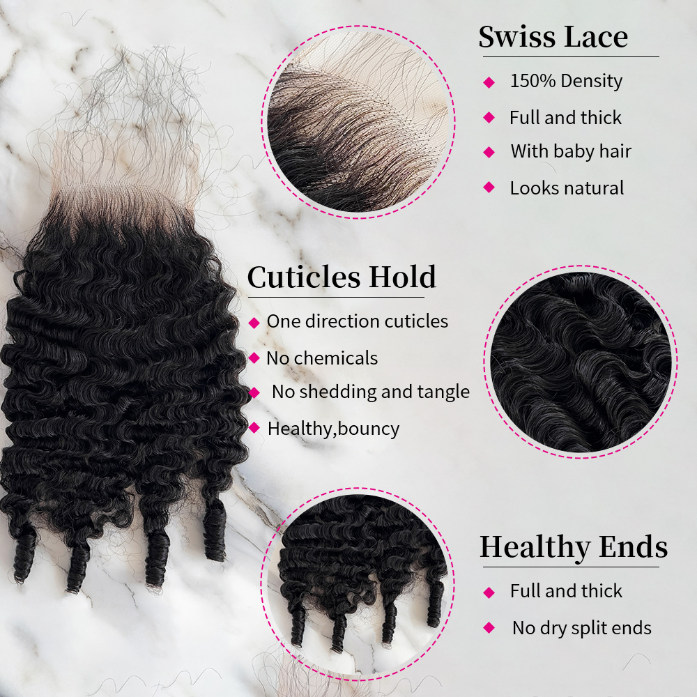10″ – 20″ Natural Black Color Burmese Wave Human Hair 4*4 Lace Closure