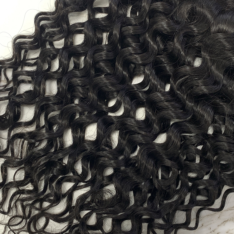 10″ – 20″ Natural Black Color Water Wave Human Hair 13*4 Lace Frontal with Pre Plucked Natural Hairline