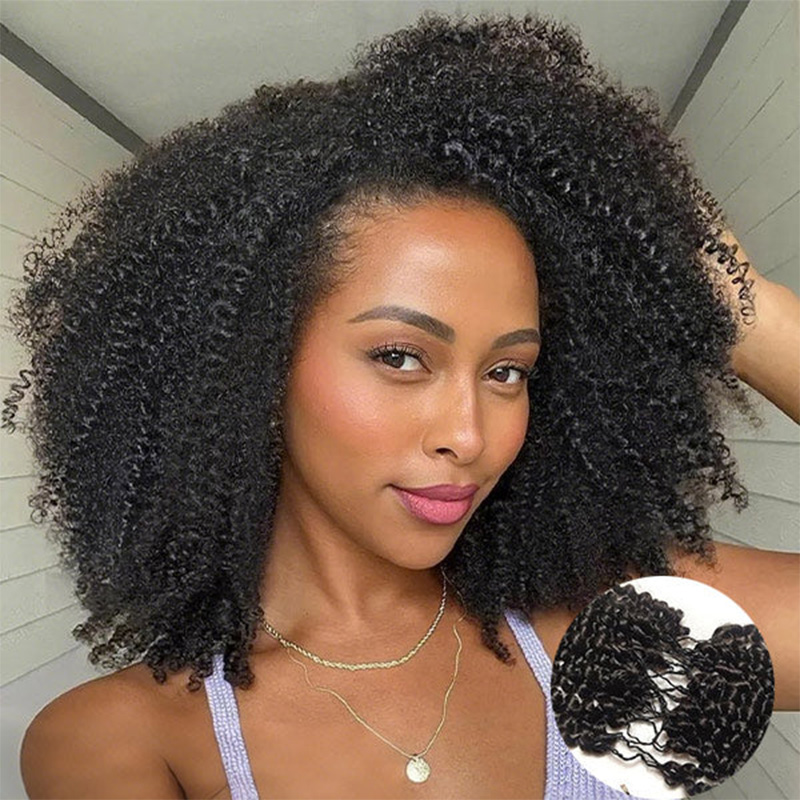 14″ – 24″ Natural Color Afro Curly Human Hair Crochet Hair