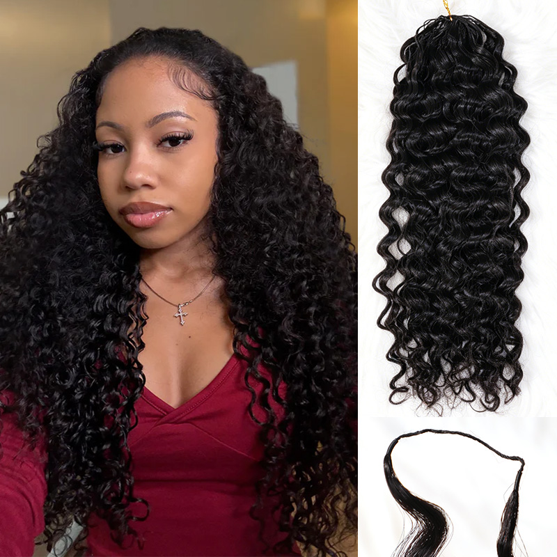 14″ – 24″ Natural Color Water Wave Human Hair Crochet Hair