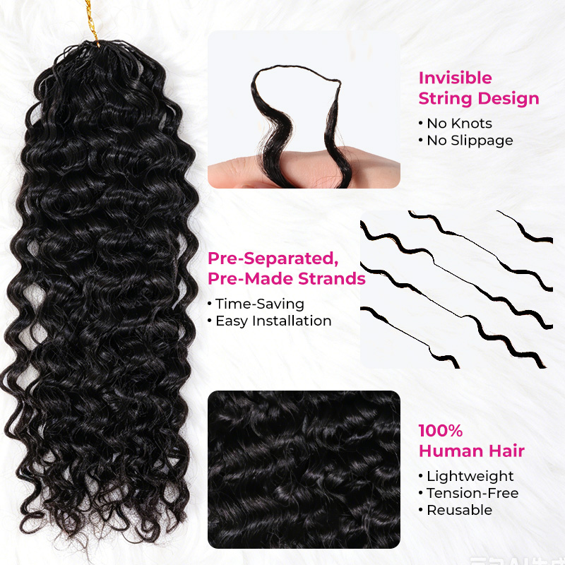 14″ – 24″ Natural Color Water Wave Human Hair Crochet Hair