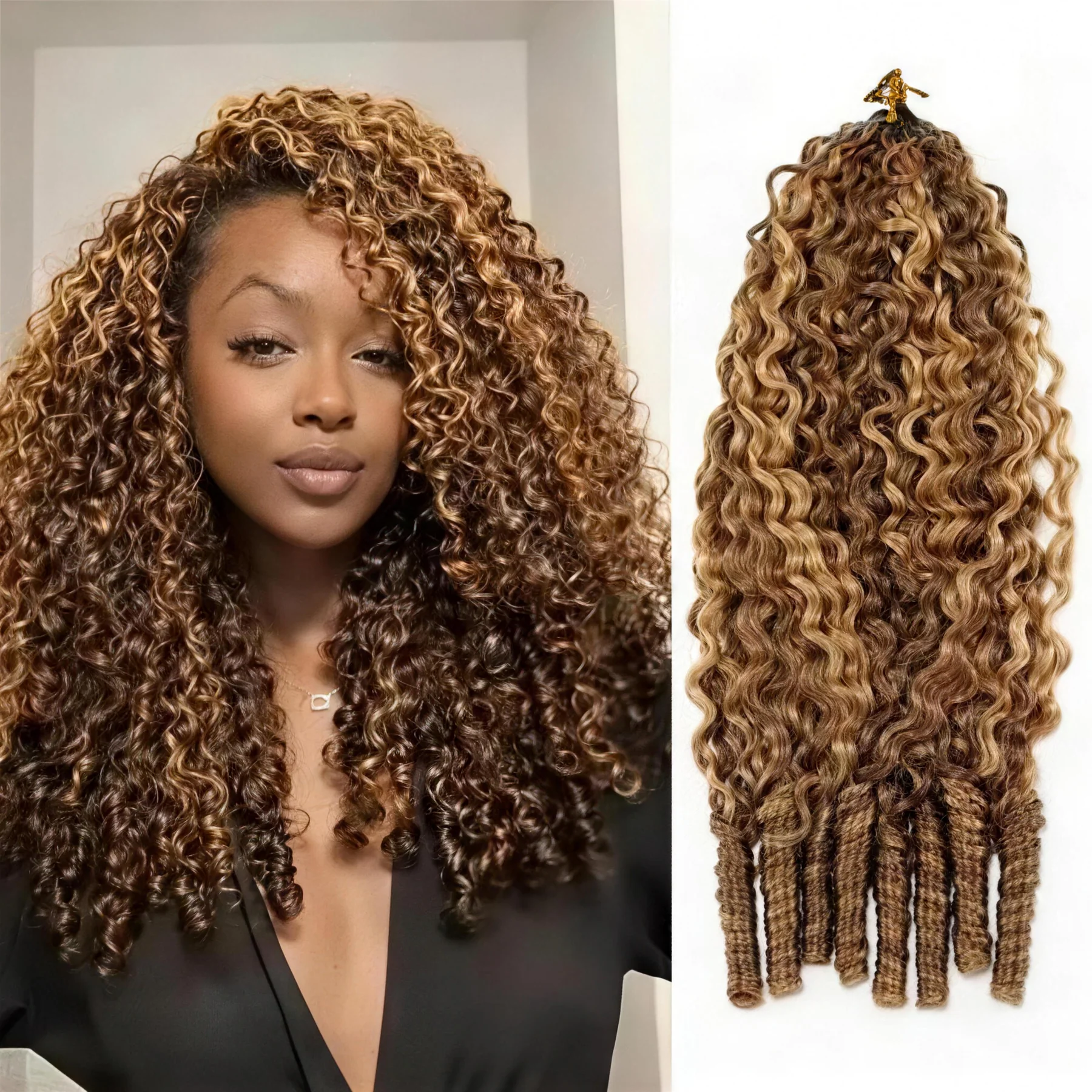 14″ – 24″ #4/27 Burmese Curly Human Hair Crochet Hair