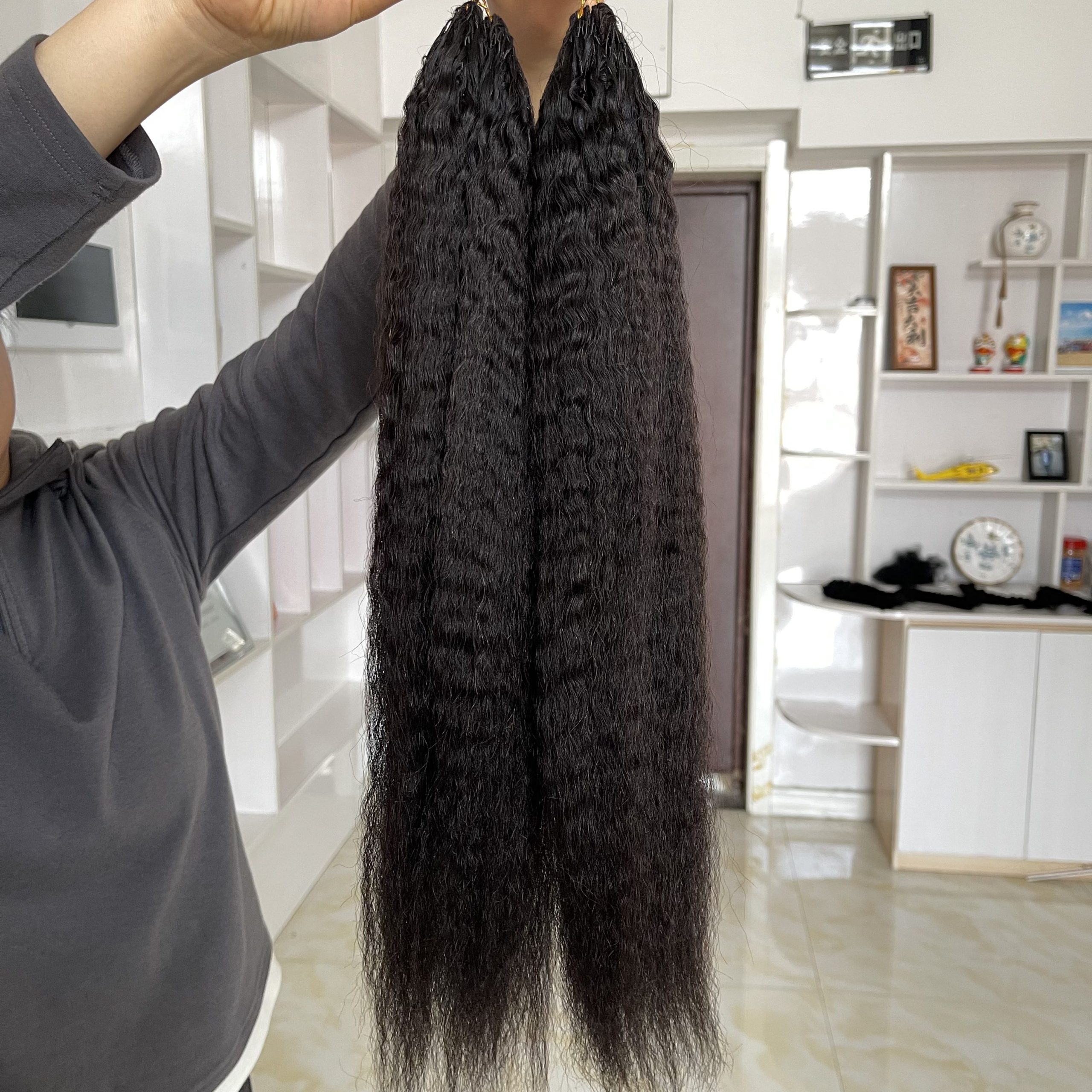 14″ – 24″ Natural Color Kinky Straight Human Hair Crochet Hair