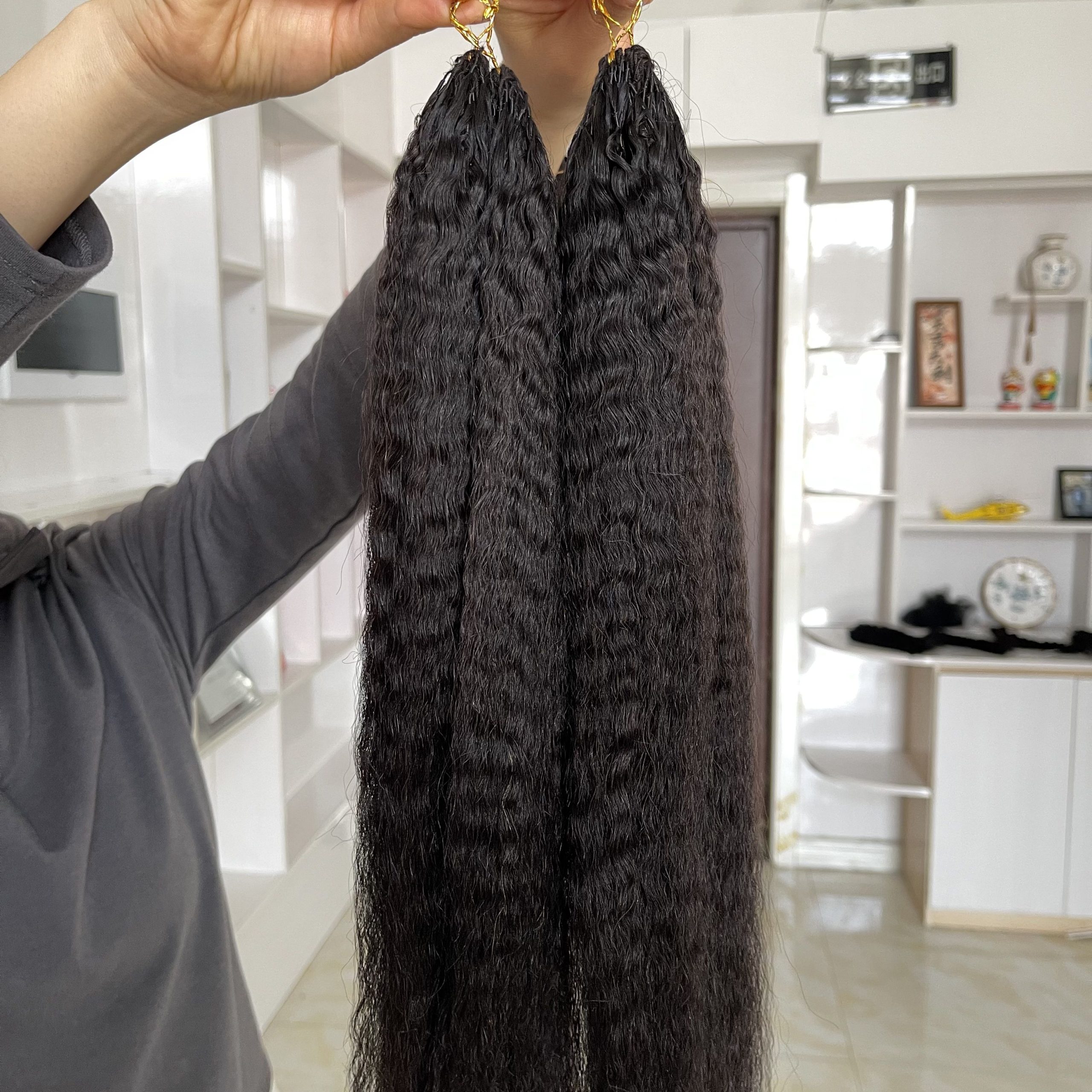 14″ – 24″ Natural Color Kinky Straight Human Hair Crochet Hair