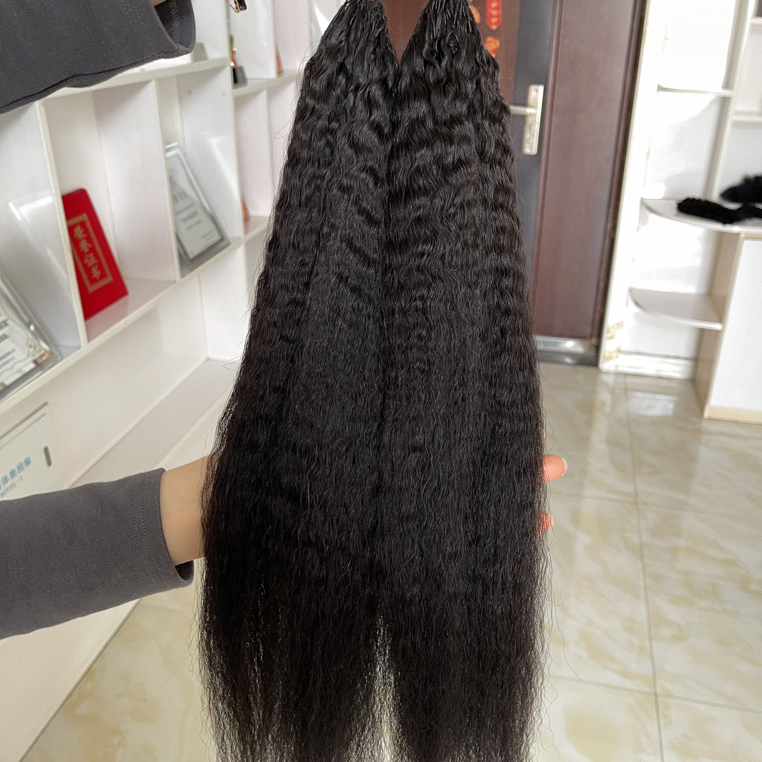 14″ – 24″ Natural Color Kinky Straight Human Hair Crochet Hair