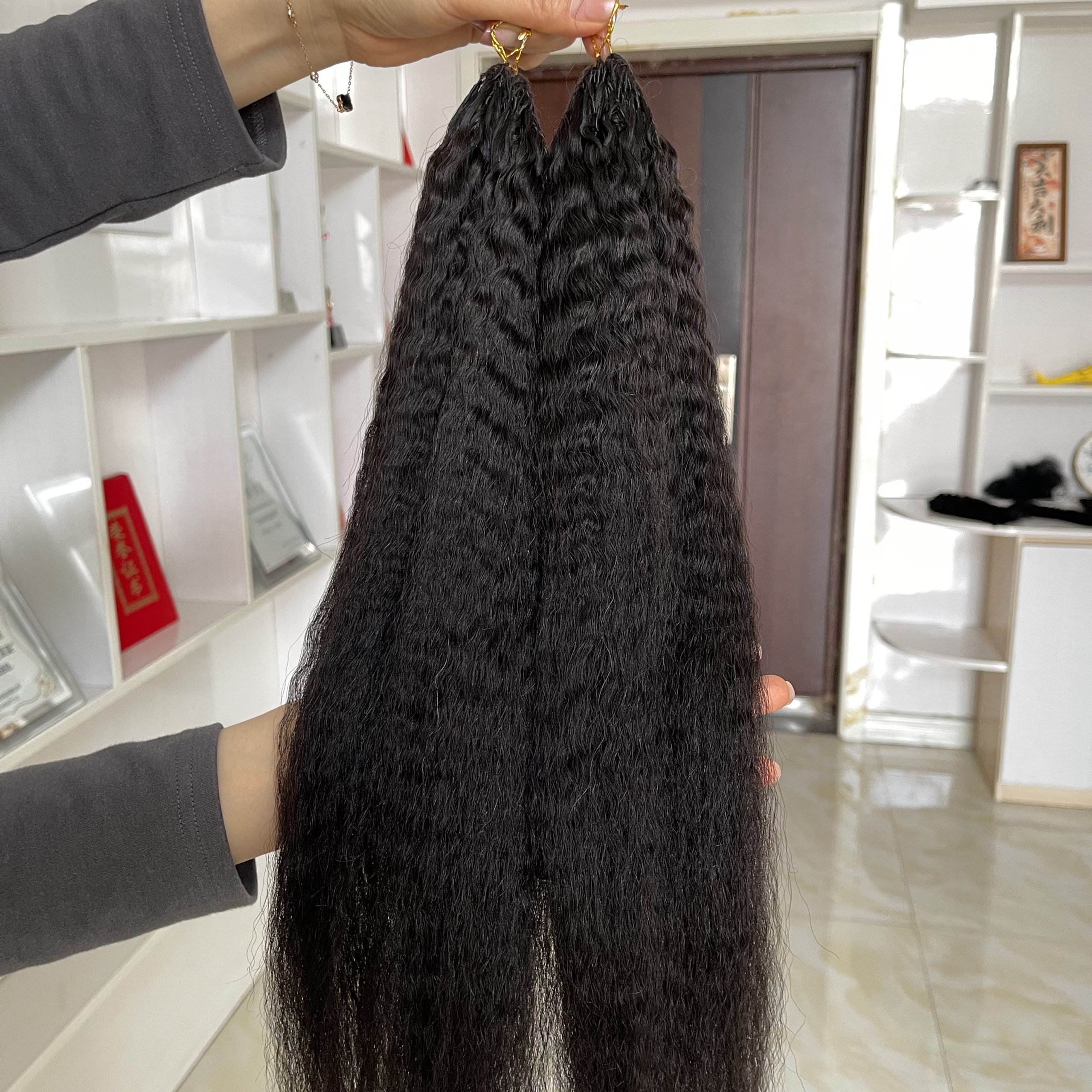 14″ – 24″ Natural Color Kinky Straight Human Hair Crochet Hair