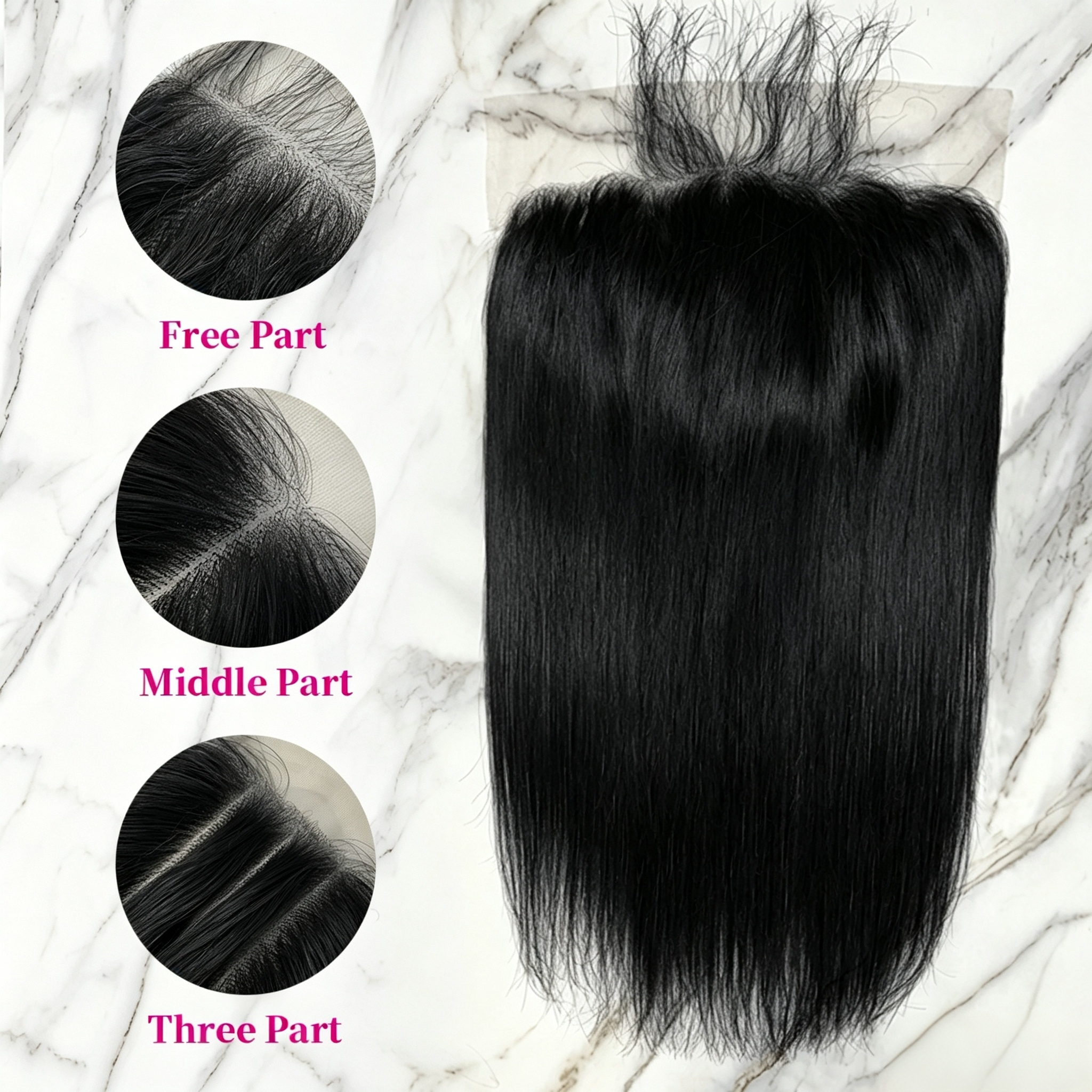 10″ – 20″ #1 Color Straight Human Hair 13*6 Lace Frontal with Pre Plucked Natural Hairline