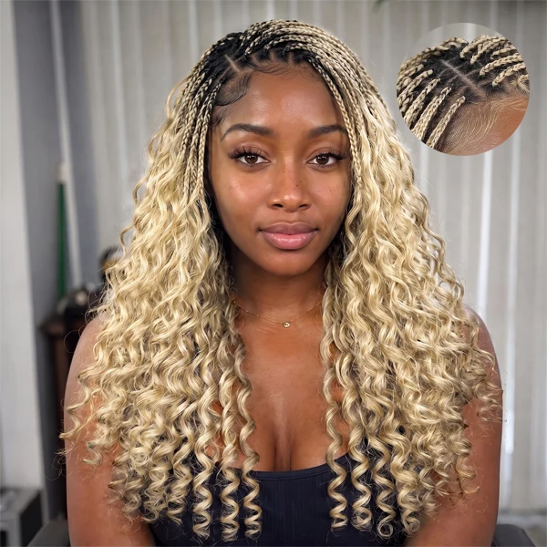 14″ – 24″ #1B/613 Burmese Curly Human Hair Crochet Hair