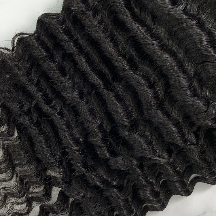 10″ – 20″ Natural Black Color Deep Wave Human Hair 13*4 Lace Frontal with Pre Plucked Natural Hairline